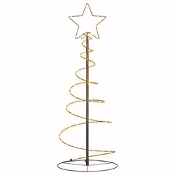 vidaXL Albero di Natale a LED 80 LED Bianco Caldo 120 cm - Vista aggiuntiva 2