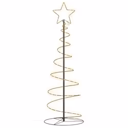 vidaXL Albero di Natale a LED 100 LED Bianco Caldo 150 cm - Vista aggiuntiva 2