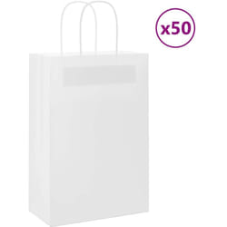 Sacchetti di Carta 50 pz con Manici Bianchi 21x11x31 cm Vidaxl 585409
