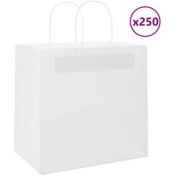 Sacchetti di Carta 250 pz con Manici Bianchi 26x17x25 cm Vidaxl 744027