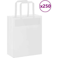 Sacchetti di Carta 250 pz con Manici Bianchi 18x8x22 cm Vidaxl 582947