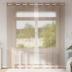 Tende in Voile con Occhielli 2 pz Marrone Chiaro - Vidaxl
