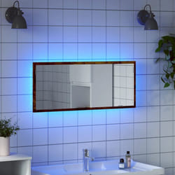 Specchio Bagno LED Rovere Fumo 100x8,5x37cm Legno Multistrato vidaXL7150