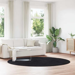 Tappeto Shaggy a Pelo Lungo navarra Nero 240x240 cm poliestere Vidaxl 467346