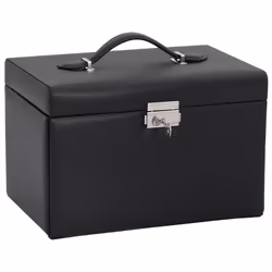 vidaXL Portagioie a 3 Strati con Specchio Bloccabile Nero 26x18x17,5cm - Vista aggiuntiva 2