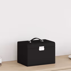 vidaXL Portagioie a 3 Strati con Specchio Bloccabile Nero 26x18x17,5cm - Vista aggiuntiva 3