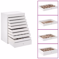 vidaXL Portagioie a 10 ripiani con porta orologi bianco 29x20,5x40,5 cm - Vista aggiuntiva 2