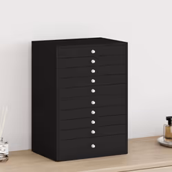 vidaXL Portagioie a 10 ripiani con porta orologi nero 29x20,5x40,5 cm - Vista aggiuntiva 3