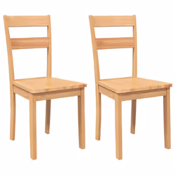 vidaXL Sedie da Pranzo 2 pz Naturale in Legno Massello di Hevea - Vista aggiuntiva 2