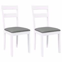 vidaXL Sedie da Pranzo con Cuscini 2 pz Bianco Legno Massello di Hevea - Vista aggiuntiva 2