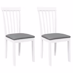 vidaXL Sedie da Pranzo con Cuscini 2 pz Bianco Legno Massello di Hevea - Vista aggiuntiva 2