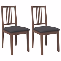 vidaXL Sedie da Pranzo con Cuscini 2pz Marrone Legno Massello di Hevea - Vista aggiuntiva 2