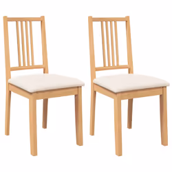vidaXL Sedie da Pranzo con Cuscini 2 pz Naturale Legno Massello Hevea - Vista aggiuntiva 2