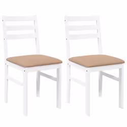 vidaXL Sedie da Pranzo con Cuscini 2 pz Bianco Legno Massello di Hevea - Vista aggiuntiva 2