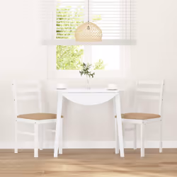 vidaXL Sedie da Pranzo con Cuscini 2 pz Bianco Legno Massello di Hevea - Vista aggiuntiva 3