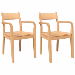 vidaXL Sedie da Pranzo 2 pz Naturale in Legno Massello di Hevea - Vista aggiuntiva 2