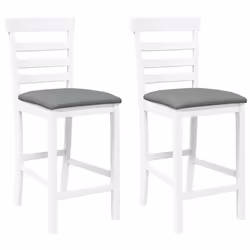 vidaXL Sgabelli da Bar con Cuscini 2 pz Bianco Legno Massello di Hevea - Vista aggiuntiva 2