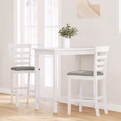 vidaXL Sgabelli da Bar con Cuscini 2 pz Bianco Legno Massello di Hevea - Vista aggiuntiva 3