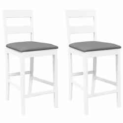 vidaXL Sgabelli da Bar con Cuscini 2 pz Bianco Legno Massello di Hevea - Vista aggiuntiva 2
