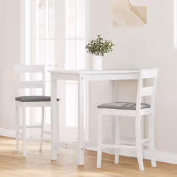 vidaXL Sgabelli da Bar con Cuscini 2 pz Bianco Legno Massello di Hevea - Vista aggiuntiva 3