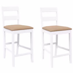 vidaXL Sgabelli da Bar con Cuscini 2 pz Bianco Legno Massello di Hevea - Vista aggiuntiva 2