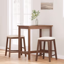 vidaXL Sedie da Bar con Cuscini 2pz Marrone Legno Massello di Hevea - Vista aggiuntiva 3