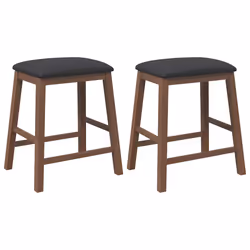 vidaXL Sedie da Bar con Cuscini 2pz Marrone Legno Massello di Hevea - Vista aggiuntiva 2