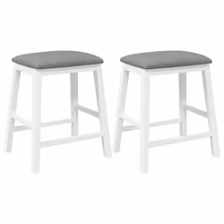 vidaXL Sedie da Bar con Cuscini 2 pz Bianco Legno Massello di Hevea - Vista aggiuntiva 2