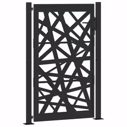 vidaXL Cancello Giardino Nero 105x155 cm in Acciaio Design Leggero - Vista aggiuntiva 2
