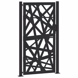 vidaXL Cancello Giardino Nero 105x180 cm in Acciaio Design Leggero - Vista aggiuntiva 2