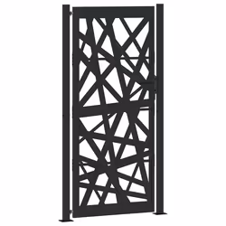 vidaXL Cancello Giardino Nero 105x205 cm in Acciaio Design Leggero - Vista aggiuntiva 2