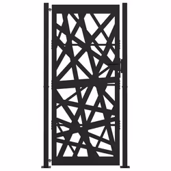 vidaXL Cancello Giardino Nero 105x205 cm in Acciaio Design Leggero - Vista aggiuntiva 3