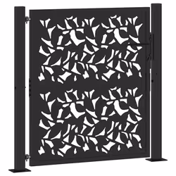 vidaXL Cancello Giardino Nero 105x106 cm in Acciaio Design a Foglia - Vista aggiuntiva 2