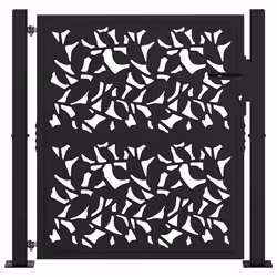 vidaXL Cancello Giardino Nero 105x106 cm in Acciaio Design a Foglia - Vista aggiuntiva 3