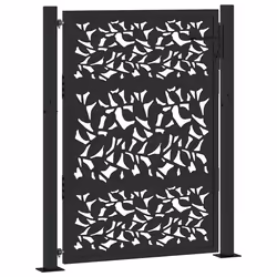 vidaXL Cancello Giardino Nero 105x130 cm in Acciaio Design a Foglia - Vista aggiuntiva 2