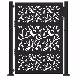 vidaXL Cancello Giardino Nero 105x130 cm in Acciaio Design a Foglia - Vista aggiuntiva 3