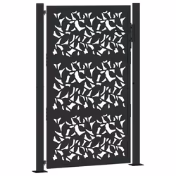 vidaXL Cancello Giardino Nero 105x155 cm in Acciaio Design a Foglia - Vista aggiuntiva 2