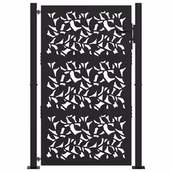 vidaXL Cancello Giardino Nero 105x155 cm in Acciaio Design a Foglia - Vista aggiuntiva 3