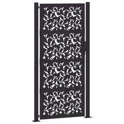 vidaXL Cancello Giardino Nero 105x205 cm in Acciaio Design a Foglia - Vista aggiuntiva 2