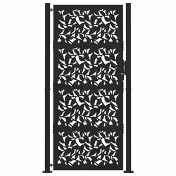 vidaXL Cancello Giardino Nero 105x205 cm in Acciaio Design a Foglia - Vista aggiuntiva 3