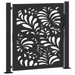 vidaXL Cancello Giardino Nero 105x106 cm in Acciaio Design Ondulato - Vista aggiuntiva 2