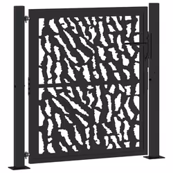 vidaXL Cancello Giardino Nero 105x106 cm in Acciaio Design a Traccia - Vista aggiuntiva 2