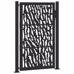 vidaXL Cancello Giardino Nero 105x155 cm in Acciaio Design a Traccia - Vista aggiuntiva 2