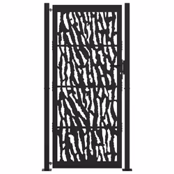 vidaXL Cancello Giardino Nero 105x205 cm in Acciaio Design a Traccia - Vista aggiuntiva 3