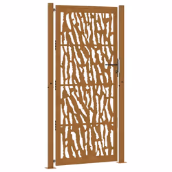 vidaXL Cancello da Giardino 105x205 cm Acciaio Corten Design a Traccia - Vista aggiuntiva 2
