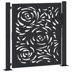 vidaXL Cancello Giardino Nero 105x106 cm in Acciaio Design a Fiamma - Vista aggiuntiva 2