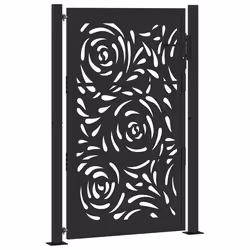 vidaXL Cancello Giardino Nero 105x155 cm in Acciaio Design a Fiamma - Vista aggiuntiva 2