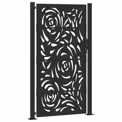vidaXL Cancello Giardino Nero 105x180 cm in Acciaio Design a Fiamma - Vista aggiuntiva 2