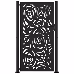 vidaXL Cancello Giardino Nero 105x180 cm in Acciaio Design a Fiamma - Vista aggiuntiva 3