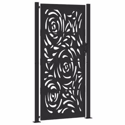 vidaXL Cancello Giardino Nero 105x205 cm in Acciaio Design a Fiamma - Vista aggiuntiva 2